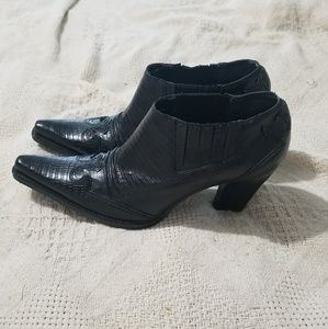 Gianni Bini Tooled look Leather Ankle Booties